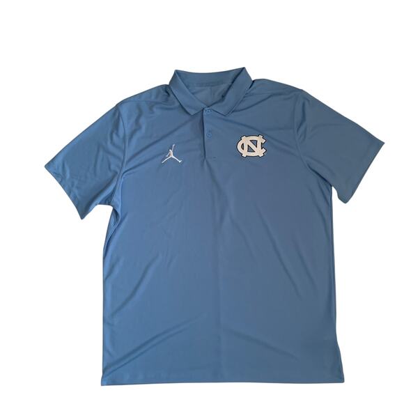 Nike Dri Fit Men's Size L Jordan UNC North Carolina Tar Heels Blue Polo Shirt - Picture 1 of 12